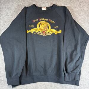 VTG 80s Metro Goldwyn Mayer Sweatshirt Mens XL Black Lion Logo Pullover Nutmeg